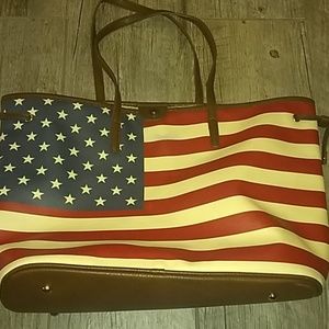 Flag print faux leather bag